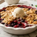 Two-Ingredient Mixed Berry Cobbler fresh from the oven