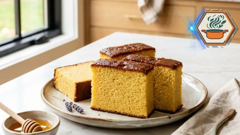 Japanese Castella Cake Recipe with soft honey sponge slices on white marble countertop