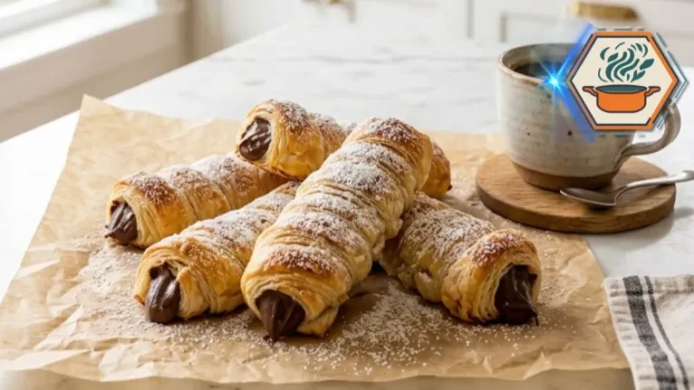 Chocolate Cream Horn Cookie Sticks served with hot coffee