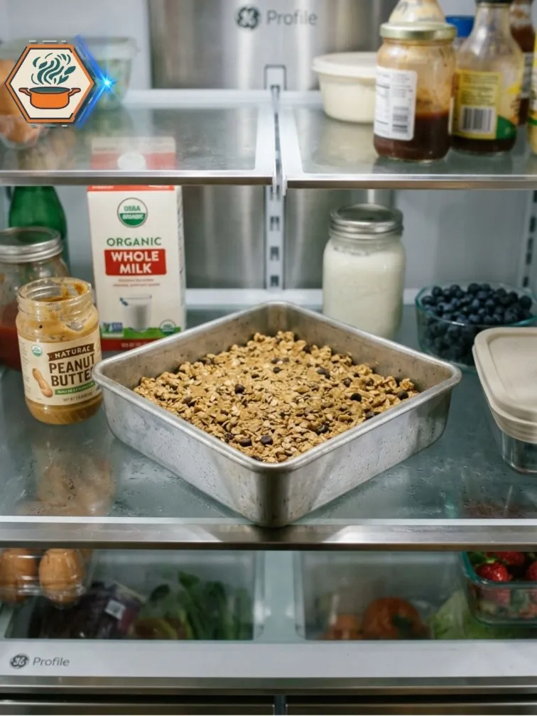 Peanut butter oat bars chilling.