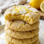 Two-Ingredient Lemon Cake Mix Cookies stacked on white plate