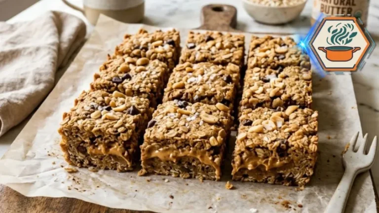 Two-Ingredient Peanut Butter Oat Bars on parchment paper.