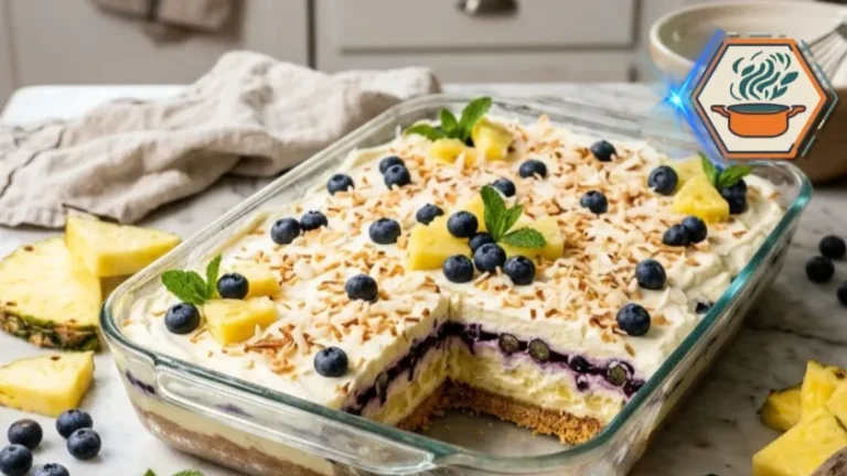 Whole Pineapple Blueberry Cream Paradise before serving.