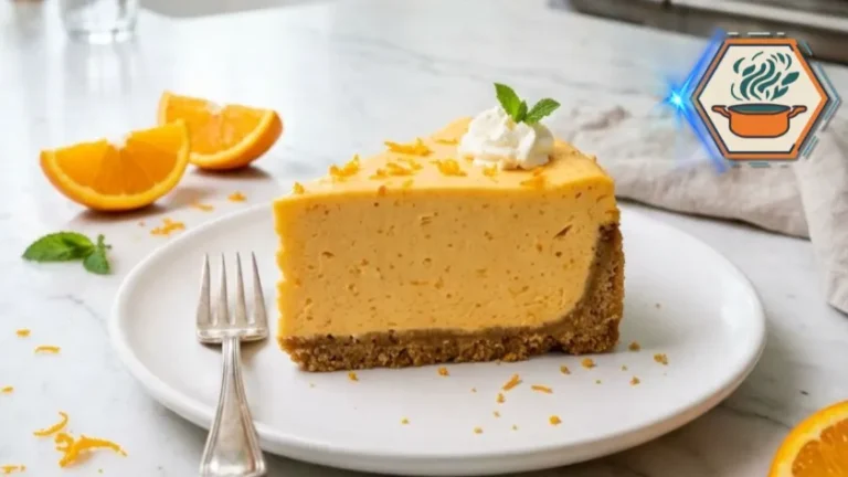 Four-Ingredient Orange Cream No-Bake Cheesecake 3 Slice of Four-Ingredient Orange Cream No-Bake Cheesecake
