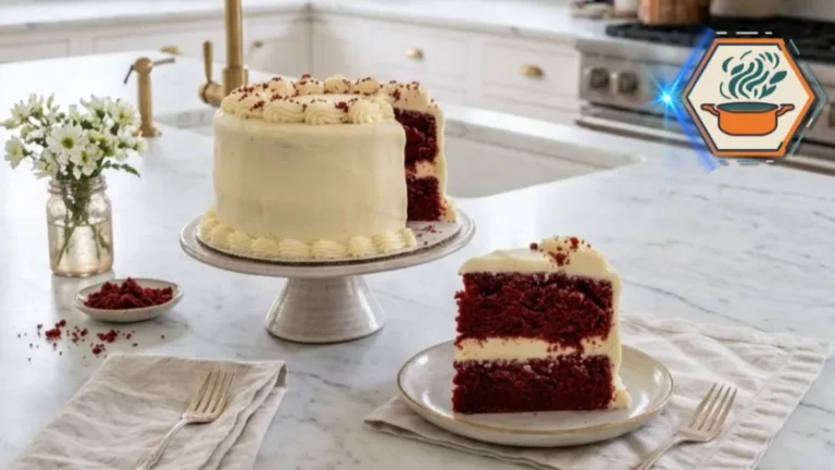 Red Velvet Ribbon Cake Recipe with a Beautiful Cream Cheese Ribbon 5 Close-up slice of Red Velvet Ribbon Cake