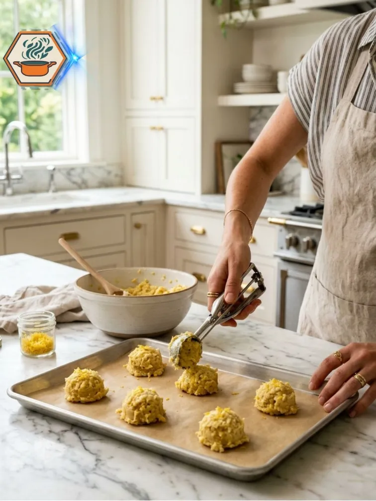 Scooping cookie dough