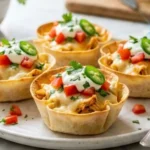 Two-Ingredient Chicken Taco Cups on a white plate