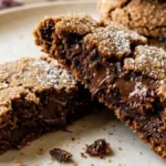 Brown Sugar Espresso Crinkle Cookies with dark chocolate on a white marble counter