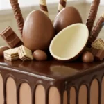 Chocolate Candy Crown Celebration Cake with ganache and chocolate candy topping