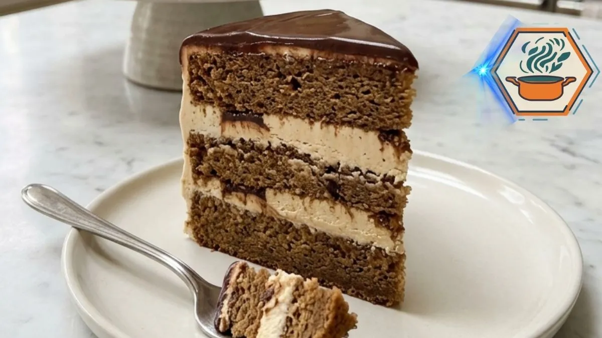 Coffee Chocolate Truffle Cream Cake with mascarpone coffee cream, chocolate ganache and hazelnut truffles