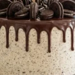 Cookies & Cream Chocolate Layer Cake with chocolate ganache and sandwich cookies