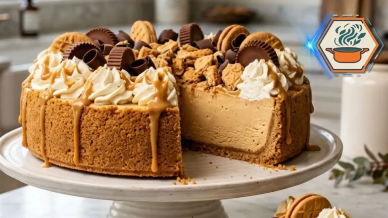 Slice of creamy Nutter Butter Peanut Butter Pie on a dessert plate