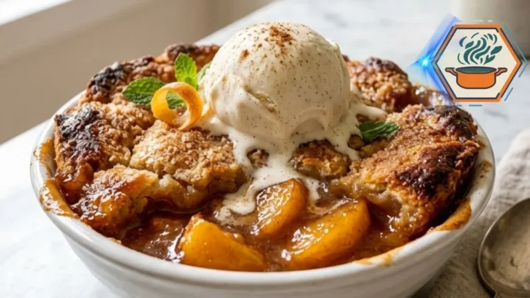 Old Time Oven Peach Cobbler Recipe From Scratch 3 Fresh baked Old Time Oven Peach Cobbler in baking dish