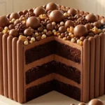 Golden Crunch Chocolate Gift Cake with chocolate biscuit fingers and crunchy chocolate topping