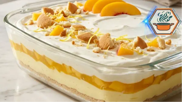 Lemon Peach Cheesecake Cream Lush 3 Overhead Lemon Peach Cheesecake Cream Lush on white marble