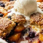 Peach Blueberry Cream Cheese Cobbler