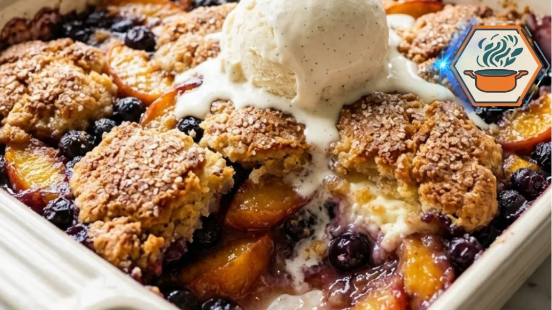 Peach Blueberry Cream Cheese Cobbler 2 Peach Blueberry Cream Cheese Cobbler