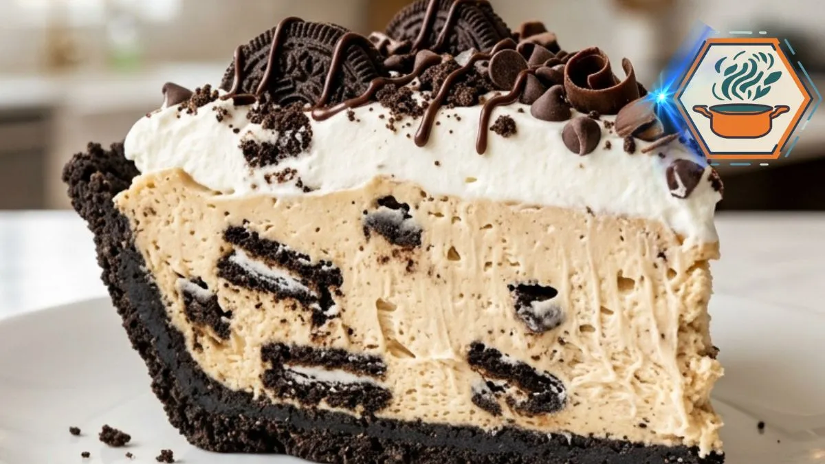 Rock Bottom Pie with peanut butter Oreo filling and chocolate cookie crust