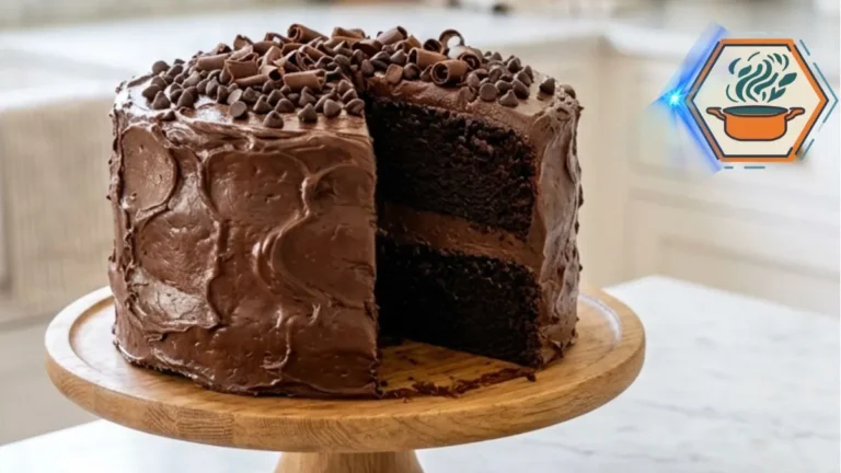Two-layer Triple Chocolate Fudge Cake with chocolate fudge frosting