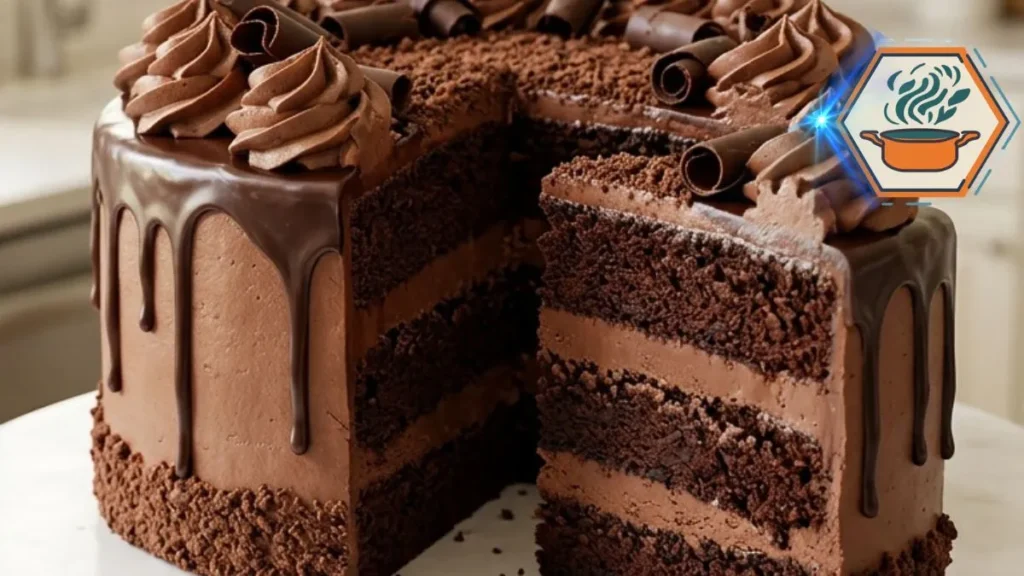 Triple-Layer Chocolate Fudge Cake with chocolate buttercream and ganache