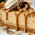 Bakery-style Nutter Butter Peanut Butter Pie with creamy peanut butter cheesecake filling and cookie crust