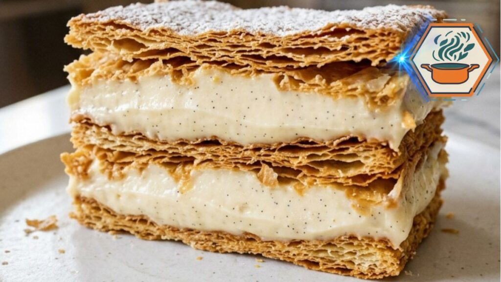 Vanilla Custard Mille-Feuille with crisp puff pastry and vanilla cream
