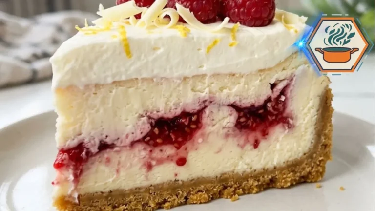 Whole Raspberry Lemon Cream Cheesecake Dream topped with fresh raspberries