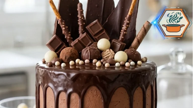 Chocolate Candy Explosion Cake 3 The finished Chocolate Candy Explosion Cake ready for slicing and serving