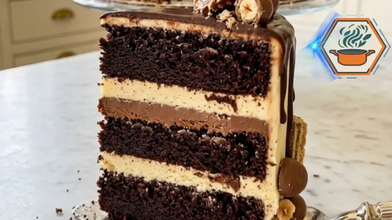 Chocolate Candy Explosion Drip Cake Recipe 3 Square chocolate drip cake topped with wafer bars, truffles, and chocolate candies