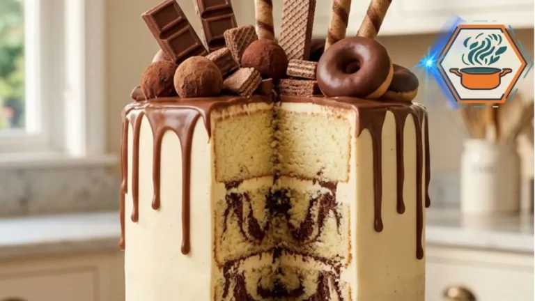 Chocolate Candy Overload Cake 3 Tall Chocolate Candy Overload Cake with vanilla buttercream and chocolate candy decorations.
