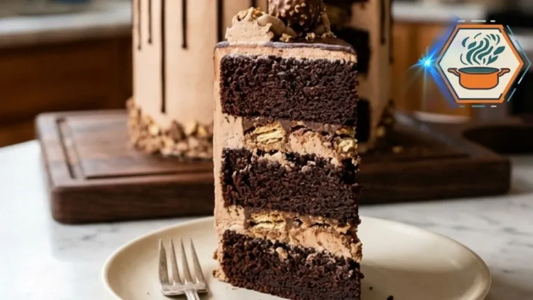 Chocolate Crunch Tower Celebration Cake 3 Homemade Chocolate Crunch Tower Celebration Cake with chocolate ganache