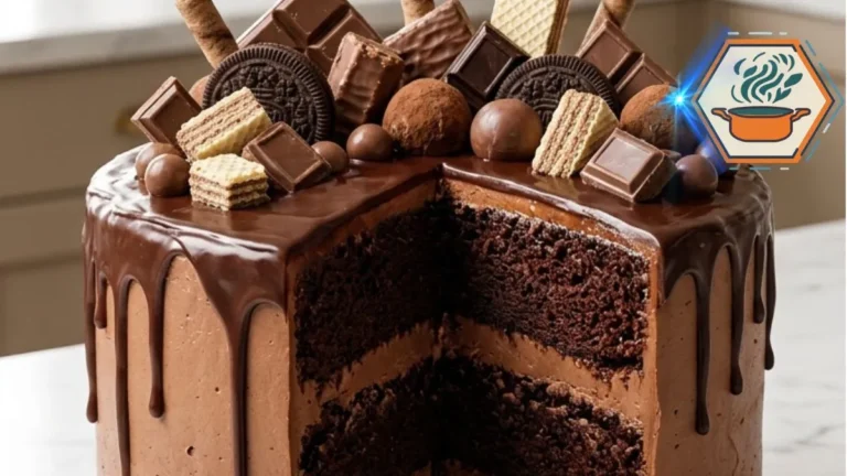 Loaded Chocolate Candy Bar Cake Recipe 3 Whole Loaded Chocolate Candy Bar Cake with chocolate ganache and crunchy toppings