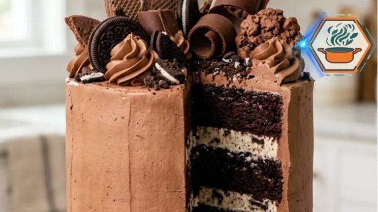 Velvet Cookie Stack Chocolate Celebration Cake 3 Whole Velvet Cookie Stack Chocolate Celebration Cake on a white cake stand
