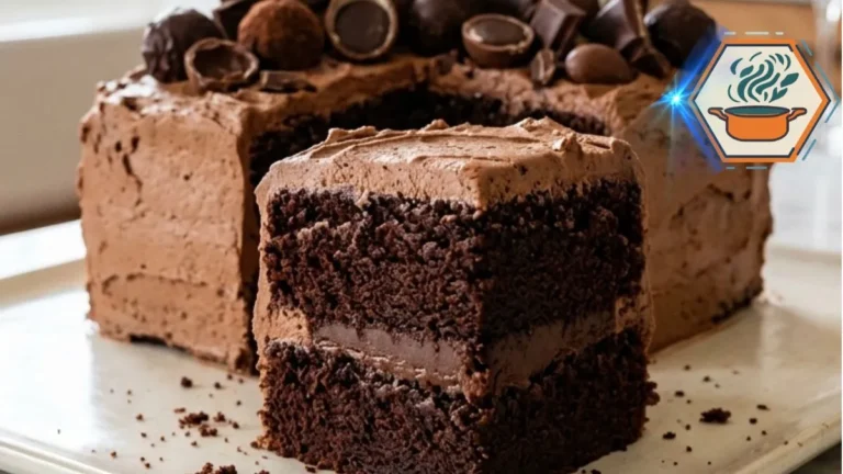 Chocolate Treasure Cake: Rich, Moist and Fudgy 3 Whole Chocolate Treasure Cake decorated with chocolate bars, truffles, eggs and shards